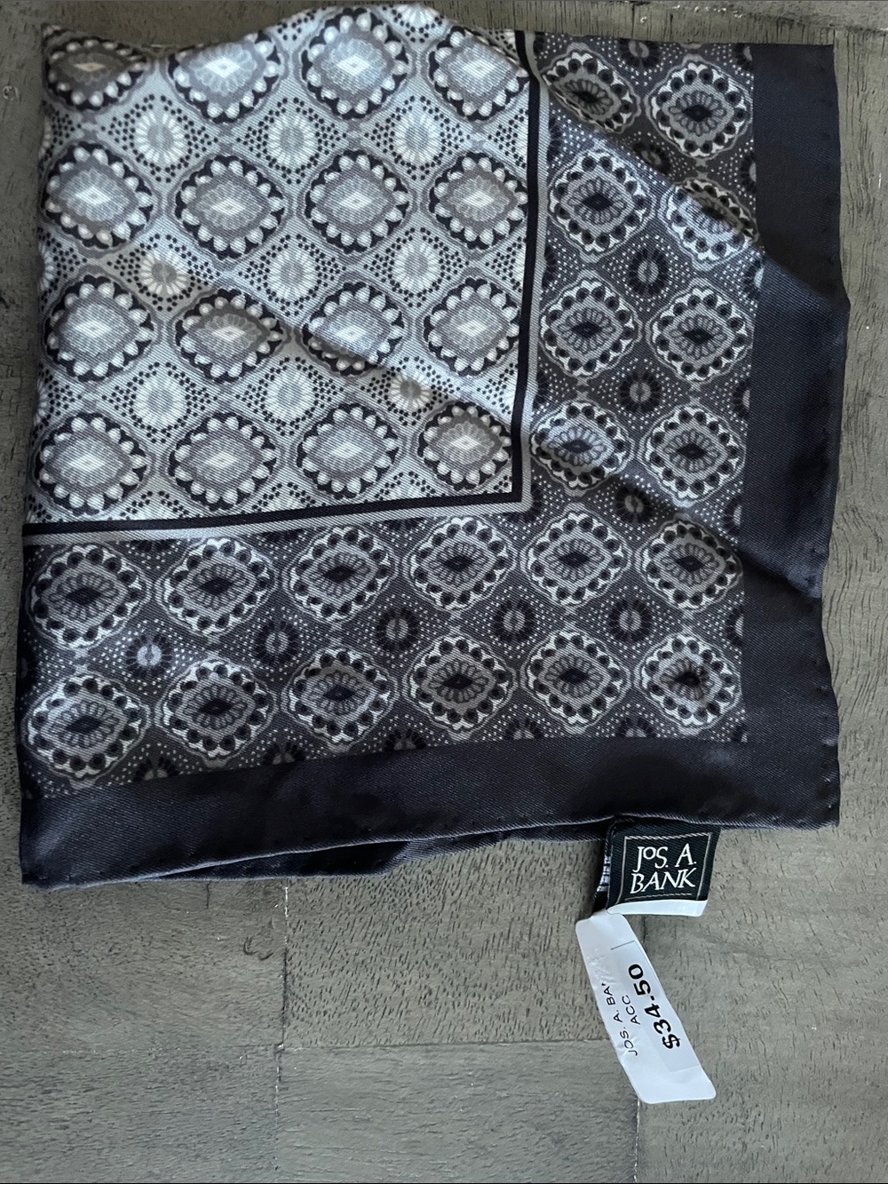 Jos. A. Bank Black and Gray Geometric Pocket Square